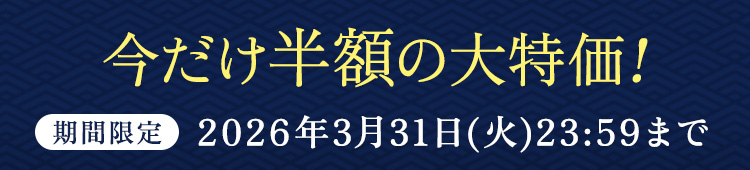 今だけ半額の大特価！