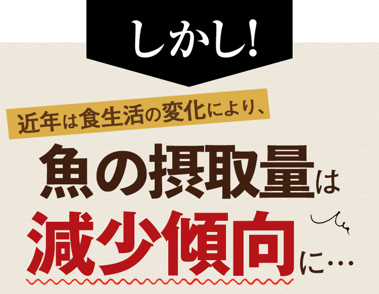 しかし! 近年は食生活の変化により、魚の摂取量は減少傾向に…